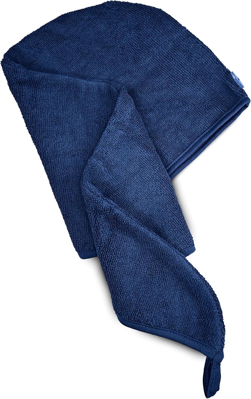 Siesta Zen Premium Quality 100% Combed Cotton Hair Drying Towel - Navy - Image 3